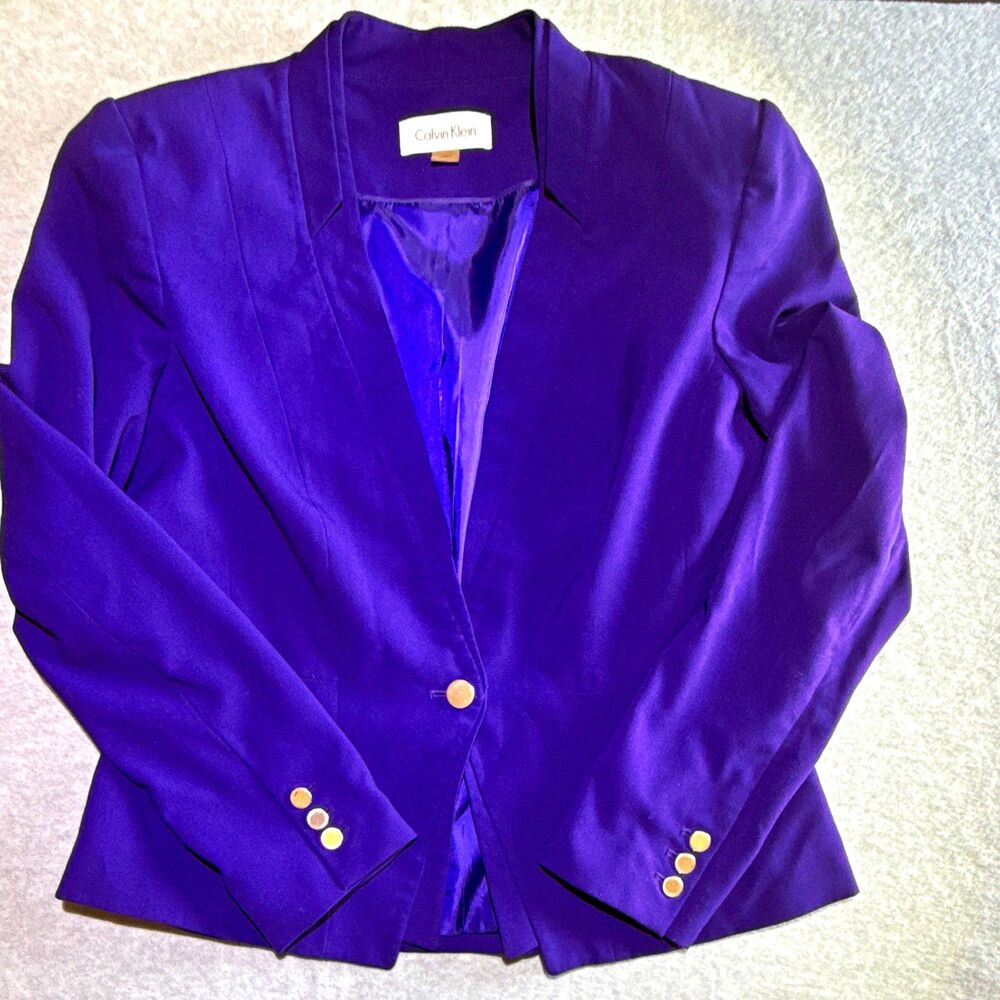 Calvin Klein Purple Lined One-Button Blazer Size 14 #0040